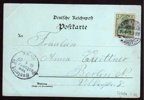 Ansichtskarte Spremberg Marktplatz mit Rathaus Postamt Schloss Webeschule 1902