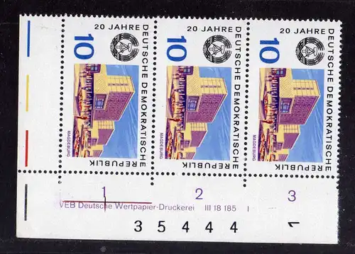 DDR 1969 1501 DV Druckvermerk FN II ** 20 Jahre DDR Halle-Neustadt + Bogenz