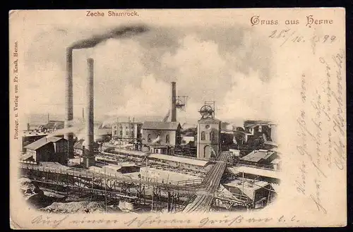 Ansichtskarte Herne Zeche Shamrock 1899 Bergbau