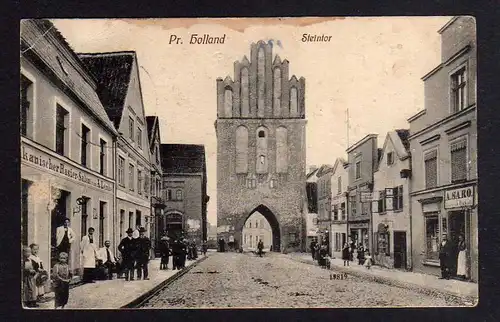 Ansichtskarte Preußisch Holland Ostpreußen 1912 Steintor Rasir Salon