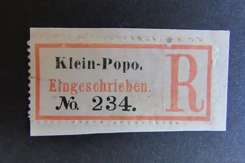Togo Klein-Popo R-Zettel Einschreiben R 234 um 1905