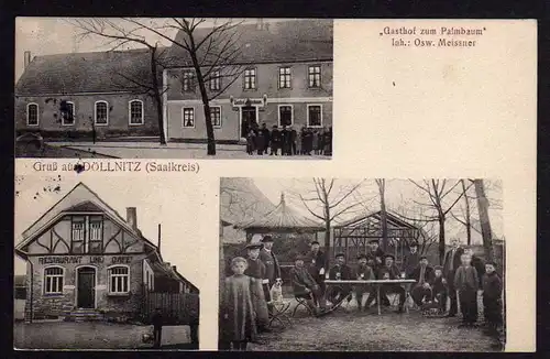 Ansichtskarte Döllnitz Schkopau Saalekreis Gasthof zum Palmbaum 1913 Restaurant Cafe