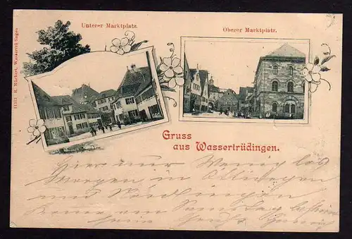 Ansichtskarte Wassertrüdingen 1899 Oberer Marktplatz Unterer Marktplatz