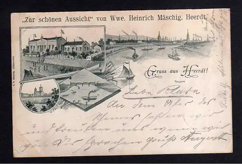 Ansichtskarte Düsseldorf Heerdt 1898 Gasthaus Restaurant zur schönen Aussicht Wwe. H