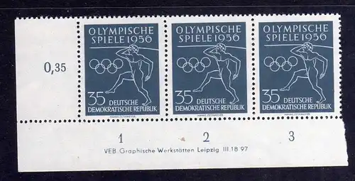 DDR 539 Olympische Spiele 1956 postfrisch Druckvermerk DV Zähnungsvariante