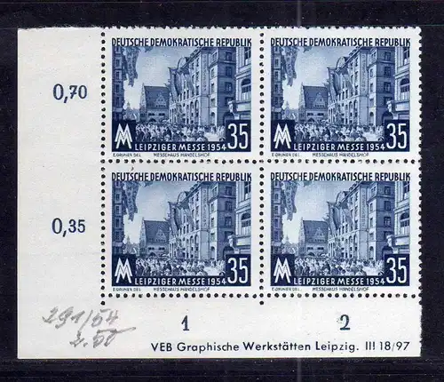 DDR 434 Leipziger Messe 1954 postfrisch mit Druckvermerk DV