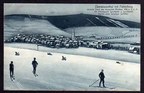 Ansichtskarte Oberwiesenthal Wintersport Ski Schi Schlitten
