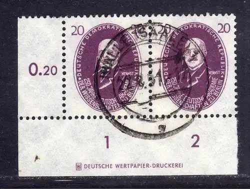 DDR 1950 268 20 Pfg. Akademie Walther Nernst gestempelt DZ Druckereizeichen