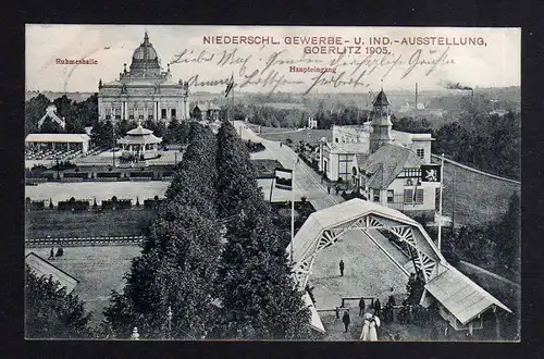 Ansichtskarte Görlitz 1905 Industrie Gewerbe Ausstellung mit SST Haupteingang