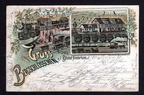 Ansichtskarte Niederhone Eschwege 1898 Litho Gasthaus Bergschlösschen am Bahnhof
