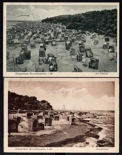 2 Ansichtskarte Ostseebad Brunshaupten überfüllter Strand1929 Kühlungsborn 1925
