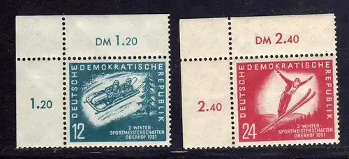 DDR 1951 280 281 je Bogenecke oben links ** Oberhof allseits durchgezähnt