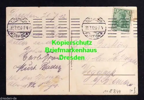 Ansichtskarte Plauenscher Grund bei Dresden Bahnhof 1912 Blick vom Schweizerbett