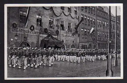 Ansichtskarte Freiberg Ratskeller Letzte große Bergparade 1905 Bergmaurer Häuer