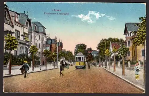 Ansichtskarte Hanau Franffurter Landstr. 1924 Strassenbahn