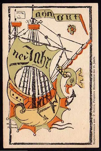 Ansichtskarte Holztafeldruck 15. Jh. 1914 Ausstellung Buchge