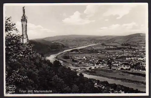 Ansichtskarte Trier mit Mariensäule 1934