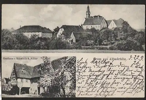 Ansichtskarte Altmörbitz Gasthaus und Schmiede A. Müller