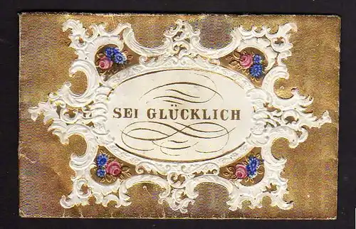 Taufbrief Sei glücklich 1867 Fördergersdorf Patenbrief goldgeprägt  mit S