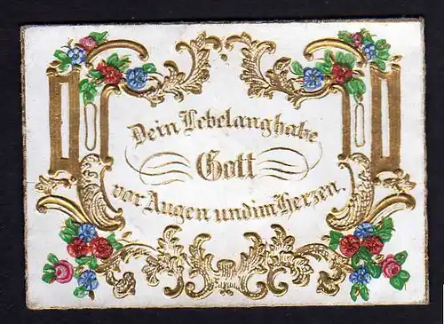 Taufbrief Dein Lebe lang habe Gott ... 1861 Patenbrief goldgeprägt  mit S