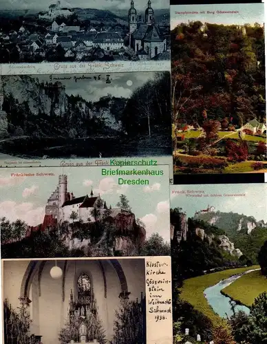 6 Ansichtskarte Fränkische Schweiz Gössweinstein 1905 1898 Stempfermühle Burg Wiesen