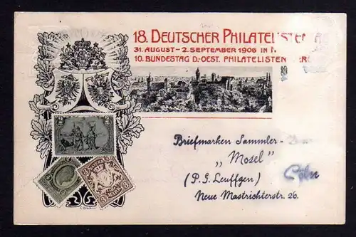 Ansichtskarte Nürnberg 1906 Privatganzsache Philatelistentag