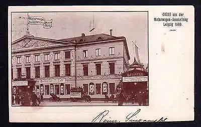 Ansichtskarte Leipzig 1900 Motorwagen Ausstellung Sonderstempel SST Erinnerungsstempe