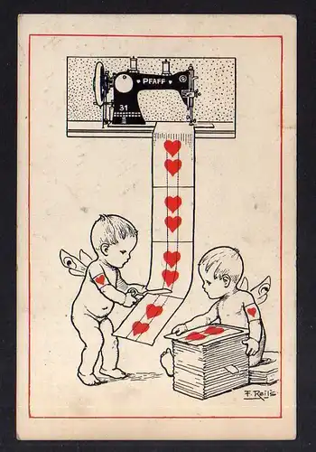 Ansichtskarte Werbung reklame Pfaff Nähmaschine Kinder Herzen Künstlerkarte F. Reils