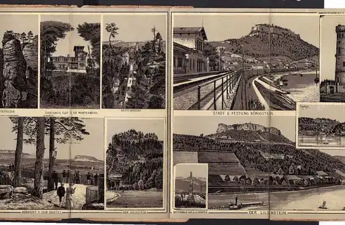 Sächsische Schweiz um 1890 12teiliges Leporello Pillnitz Bastei Pirna Hoc