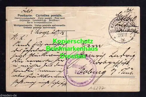 Ansichtskarte Deutsch Südwestafrika 1906 Keetmanshoop Schutztruppe Soldatenbriefstem
