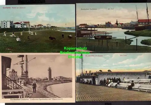 7 Ansichtskarte Cuxhaven Der Priel 1909 Alte Liebe Leuchtturm Signalstation Telegrap