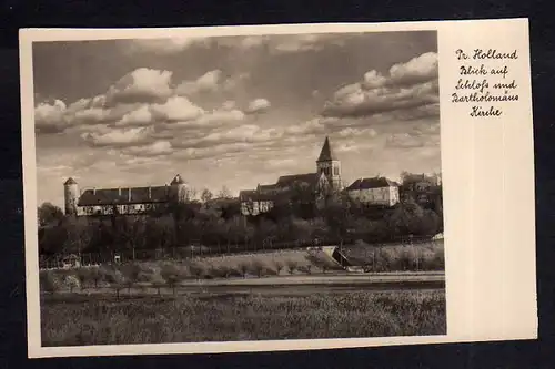 Ansichtskarte Preußisch Holland um 1935 Schloß und Bartholomäus Kirche