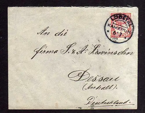 Kamerun Lobetal 1908 kleiner Brief an Versandhaus Lewinsohn Dessau Ankunf