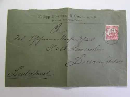 Brief DOA Deutsch Ostafrika Dodoma 1911 Vordruck Philipp Holzmann  Cie. G