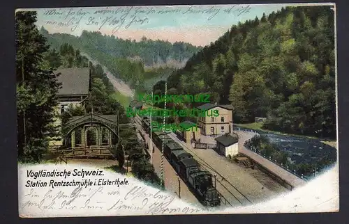 Ansichtskarte Vogtländische Schweiz Bahnhof Station Rentzschmühle im Elsterthale 190