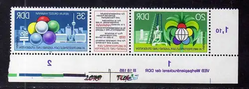 DDR 1978 2343 - 2344 DV 1 ** mit Farbvermerken in Spiegelschrift Zusammendr
