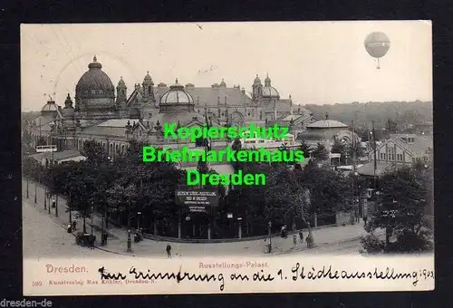 Ansichtskarte Dresden 1903 Ausstellungspalast Sonderstempel SST Deutsche Städteausst