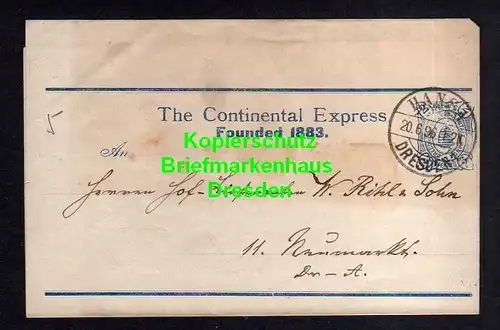 Privatpost Hansa Dresden 1896 Streifband The Continental Express