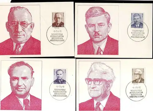 8 Maximumkarten DDR 1974 1907 - 1914 Persönlichkeiten