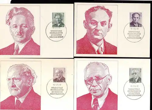 8 Maximumkarten DDR 1974 1907 - 1914 Persönlichkeiten