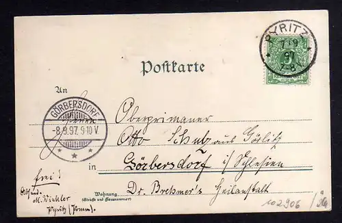 Ansichtskarte Pyrzyce Pyritz 1897 Litho Hotel Deutscher Hof Eulenturm Post Bahner Th