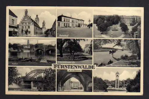 Ansichtskarte Fürstenwalde Spree Bahnhof 1941 Denkmalsplatz Hafen Eisenbahstraße Ehr