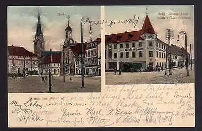 Ansichtskarte Wilsdruff Hotel Goldner Löwe Markt 1908