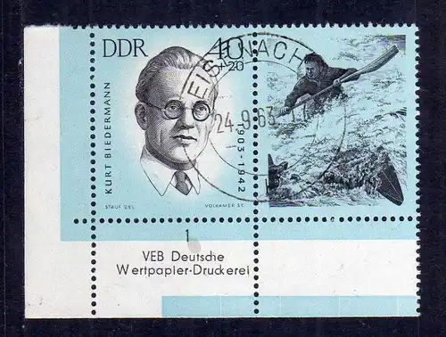 DDR 1962 987 gestempelt Eisenach Ersttag Bogenecke 3 und Farbbalken
