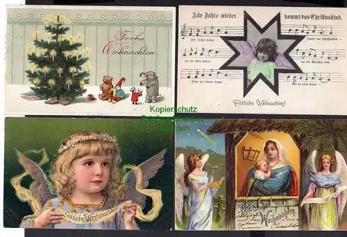 12 Ansichtskarte Frohe Weihnachten Kinder geprägt mit Säge Schnee Winter Stern Chris