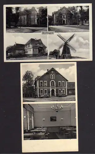 2 Ansichtskarte Breilingen Kr. Burgdorf Hannover 1938 Windmühle Mole Kirche Schule