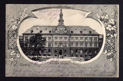 Ansichtskarte Chemnitz Das neue Rathaus 1905 Marke Perfin A.A.G.D.  = Automat Aktien