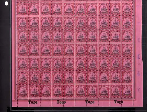 S71 Togo 15 ** postfrisch im Bogen 80 Pfennig mit Landesname Randinschrift Platt