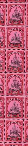 S71 Togo 15 ** postfrisch im Bogen 80 Pfennig mit Landesname Randinschrift Platt