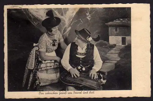 Ansichtskarte Oberbayr. Stimmungs Duo d´ Wendelstoana 1935
